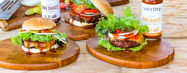 Chicken sandwich and burger with Kevin's BBQ sauce dripping.